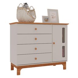 Quarto de Bebê 3 Portas com Cômoda Antonella Off White Caramelo - Canaã - 3