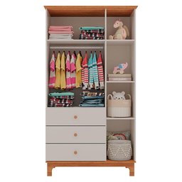 Quarto de Bebê 3 Portas com Cômoda Antonella Off White Caramelo - Canaã - 8