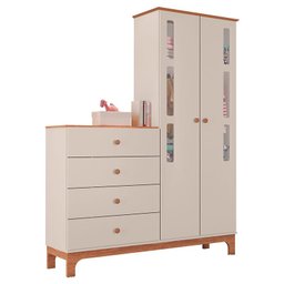 Quarto de Bebê 3 Portas com Cômoda Antonella Off White Caramelo - Canaã - 5