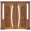 Ver imagem 1 de Portal Duplo Pivotante Madeira Maciça Cedro Arana Clássica Vidro Arco 075 Casmavi-215AX185L