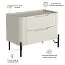 Ver imagem 2 de Mesa de Cabeceira Orgânica 2 Gavetas Pés Industrial Preto Bliss I03 Luna - Lyam Decor