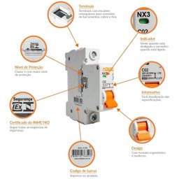 Mini Disjuntor 32a Bipolar C Selo Inmetro Nx3-2c32 Metaltex Metaltex Nx - 2
