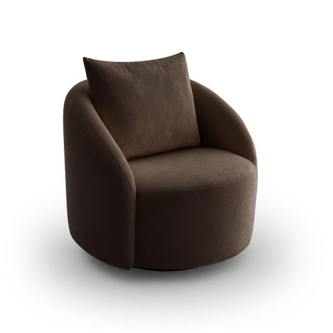 Poltrona Decorativa Orgânica Giratória Boucle Marrom Cali Estofama