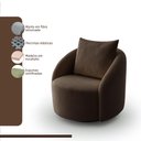 Ver imagem 4 de Poltrona Decorativa Orgânica Giratória Boucle Marrom Cali Estofama