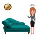 Ver imagem 5 de Recamier Divã Larissa 150cm Direito Suede:azul-turquesa/liso