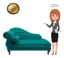 Ver imagem 5 de Recamier Divã Larissa 150cm Direito Suede:azul-turquesa/liso
