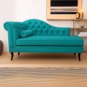 Ver imagem 1 de Recamier Divã Larissa 150cm Direito Suede:azul-turquesa/liso