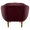 Ver imagem 5 de Poltrona Decorativa Veludo Vinho Base Madeira Castanho