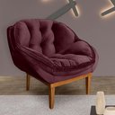 Ver imagem 3 de Poltrona Decorativa Veludo Vinho Base Madeira Castanho