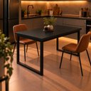 Ver imagem 2 de Mesa de Jantar Reforçada Industrial 140x90cm Tampo Preto Pés Preto