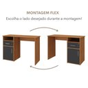 Ver imagem 2 de Mesa Computador Lisboa 1 Gaveta Fechadura Freijó Preto Quarto Escritório Home Office Multiuso