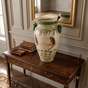 Ver imagem 2 de Vaso Ânfora Decorativo Cerâmica Craquelada Macacos Argolas Verdes 50cm Columbus Gold