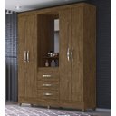 Ver imagem 1 de Guarda Roupa Moval Solteiro Capri Castanho Com Espelho