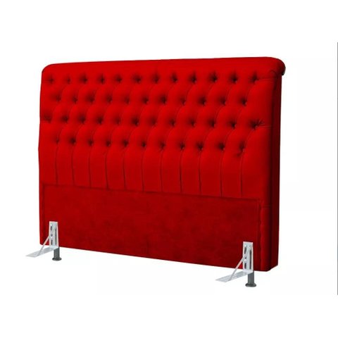 Cabeceira King Estofada Imperatriz Veludo Vermelho - Simbal