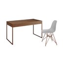 Ver imagem 2 de Escrivaninha Industrial Escritório Amêndoa 137x53cm Malta com 1 Cadeira Eames Eiffel Branca Base Cob