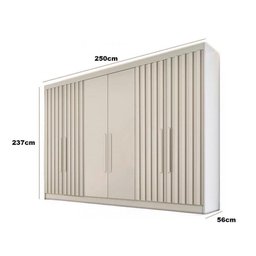 Guarda Roupa 6 Portas e 6 Gavetas C- 4 Ripadas Potente Braúna - Europa - 5