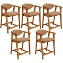 Ver imagem 1 de Kit 05 Banquetas Baixa para Cozinha Sala Jantar Bancada Cecília L02 Bouclê Mostarda - Lyam Decor