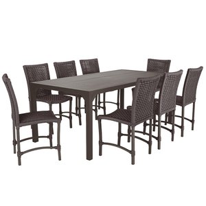 Jogo 8 Cadeiras Cannes Corda Náutica e Mesa Retangular Ripada 2,00m em Alumínio para Edícula, Jardim