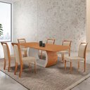 Ver imagem 2 de Mesa Ellis 180cm Tampo Laminado Canto Barril com 6 Cadeiras Munique