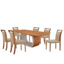 Ver imagem 1 de Mesa Ellis 180cm Tampo Laminado Canto Barril com 6 Cadeiras Munique