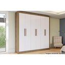 Ver imagem 1 de Guarda Roupa Solteiro Open M569 6 Portas e 2 Gavetas Branco/Nogueira - Kappesberg