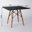 Ver imagem 4 de Mesa de Jantar Eames Eiffel Wood Quadrada Preta 90cm Base Madeira Maciça com 4 Cadeiras Brancas