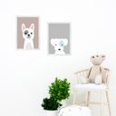 Ver imagem 2 de Kit 2 Quadros Infantis Cachorrinhos 45x34cm - com Vidro:madeira Preta
