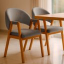 Ver imagem 1 de Kit 2 Cadeiras de Jantar Noah Estofada com Braço Madeira Maciça Linho Cinza - Arkell