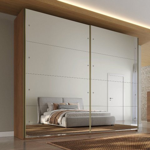 Guarda Roupa Hanover 02 Portas Flutuantes 100 MDF com 2 Espelhos - Mademarcs