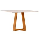 Ver imagem 1 de Mesa de Jantar Quadrada 6 Lugares 135cm Tampo Mdf com Vidro Lectus Ypê/off White - New Ceval
