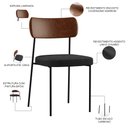 Ver imagem 4 de Kit 08 Cadeiras para Sala de Jantar Melina L02 Couríssimo Marrom Linho Chumbo - Lyam Decor