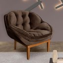 Ver imagem 5 de Poltrona Decorativa Veludo Marrom Base Madeira Castanho