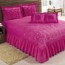 Kit Cobre Leito Casal Super King Desejos 07 Peças Bordado Colcha - Pink - 1