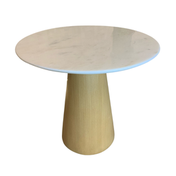 Mesa de Jantar Cone 100cm Base Madeira Natural Freijó Claro e Tampo Mármore Branco Extra - Branco - 1 Mesa de Jantar Cone 100cm Base Madeira Natural Freijó Claro e Tampo Mármore Branco Extra - Branco - 1
