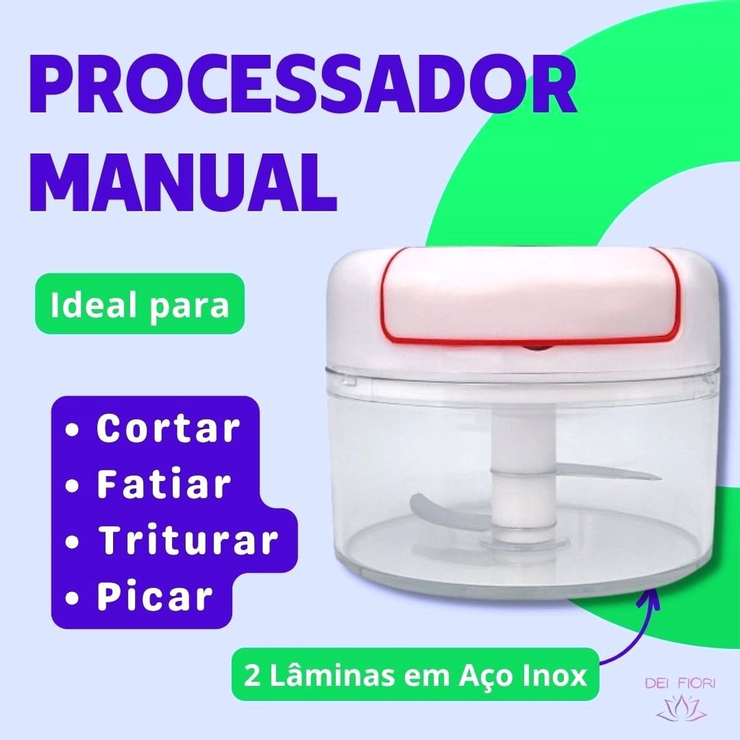 Mini Processador Triturador Manual Inox Fatiador de Alimentos Alho Grãos Portátil Facil Limpeza Leve - 2