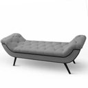 Ver imagem 3 de Kit Cabeceira para Cama King 195 cm Monaco e Recamier Veneza com Tachas - Linho Cinza