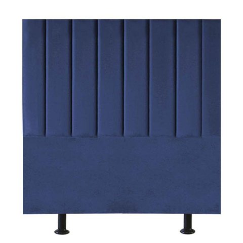 Cabeceira Estofada Cama Box Casal 140 Cm Mavie Veludo Azul Marinho