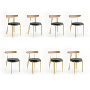 Ver imagem 3 de Cadeira de Jantar Kit 8 Lizzie Base Tubular Dourado Encosto Castanho PU D03 - D'Rossi