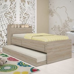 Bicama Solteiro com Baú e 2 Gavetas Onix Robel - 1 Bicama Solteiro com Baú e 2 Gavetas Onix Robel - 1