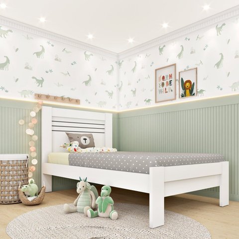 Cama Infantil 100% MDF Harmonia Yescasa Branco/Neve