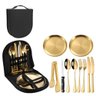 Kit 10 Talheres Dourados Aço Inox Churrasco Acampamento Piquenique - 2