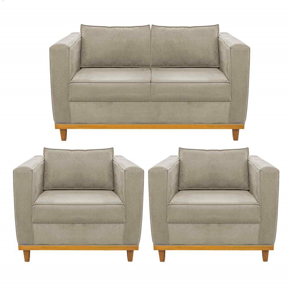 Kit Sofá 2 Lugares e 2 Poltronas Europa Corano Bege - Am Decor