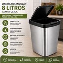 Ver imagem 5 de Lixeira Label 8 Litros Tampa Click Cesto Lixo Prata Retangular Multiuso Grande 8L Cozinha Banhe