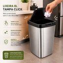 Ver imagem 6 de Lixeira Label 8 Litros Tampa Click Cesto Lixo Prata Retangular Multiuso Grande 8L Cozinha Banhe