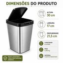 Ver imagem 7 de Lixeira Label 8 Litros Tampa Click Cesto Lixo Prata Retangular Multiuso Grande 8L Cozinha Banhe