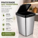 Ver imagem 2 de Lixeira Label 8 Litros Tampa Click Cesto Lixo Prata Retangular Multiuso Grande 8L Cozinha Banhe