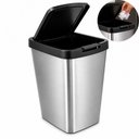 Ver mais imagens de Lixeira Label 8 Litros Tampa Click Cesto Lixo Prata Retangular Multiuso Grande 8L Cozinha Banhe