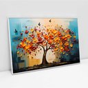 Ver imagem 3 de Quadro Decorativo Árvore com Pássaros Folhas e Flores Coloridas Sala Quarto Casa Escritório
