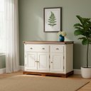 Ver imagem 3 de Balcão Manchester 3 Portas 2 Gavetas 89 X 132 X 45 Cm (a X L X P) - Cor Offwhite/imbuia Glazer