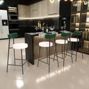 Ver imagem 2 de Kit 02 Banquetas Baixa Bar Cozinha e Sala de Jantar Milão L02 Facto Verde Linho Cru - lyam decor